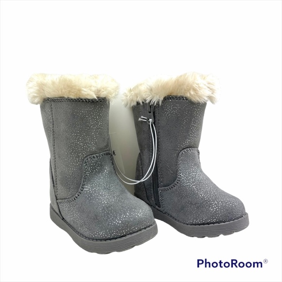 Cat & Jack Shoes Cat Jack Karley Boots Gray Sparkle Faux Fur Poshmark